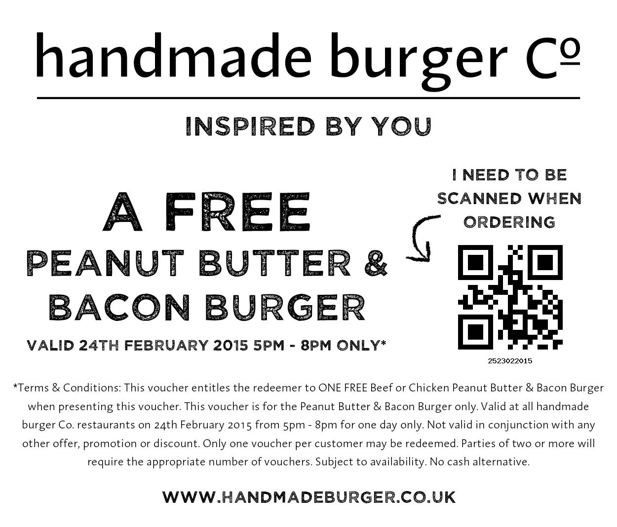 TODAY ONLY! Handmade Burger Co FREE Peanut Butter and Bacon Burger ...